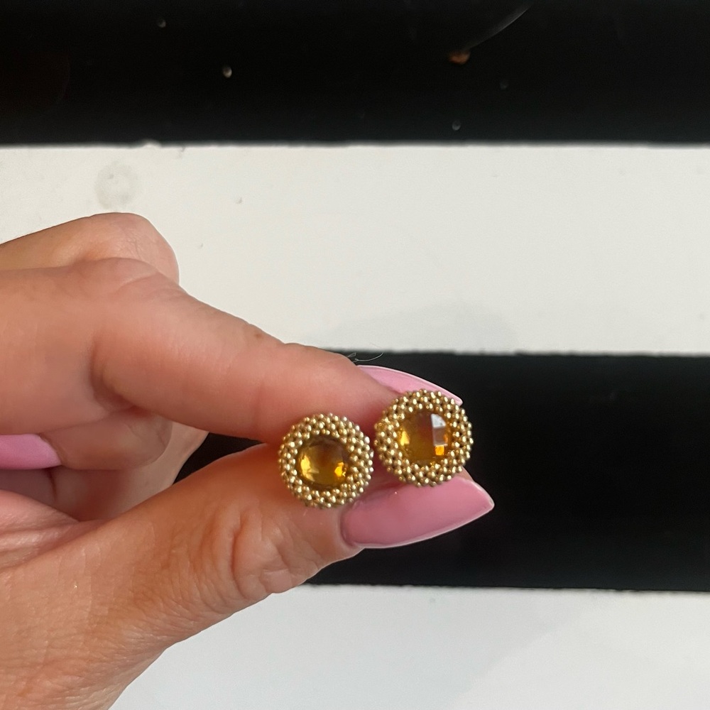LAGOS Citrine and Gold Caviar Stud Earrings
